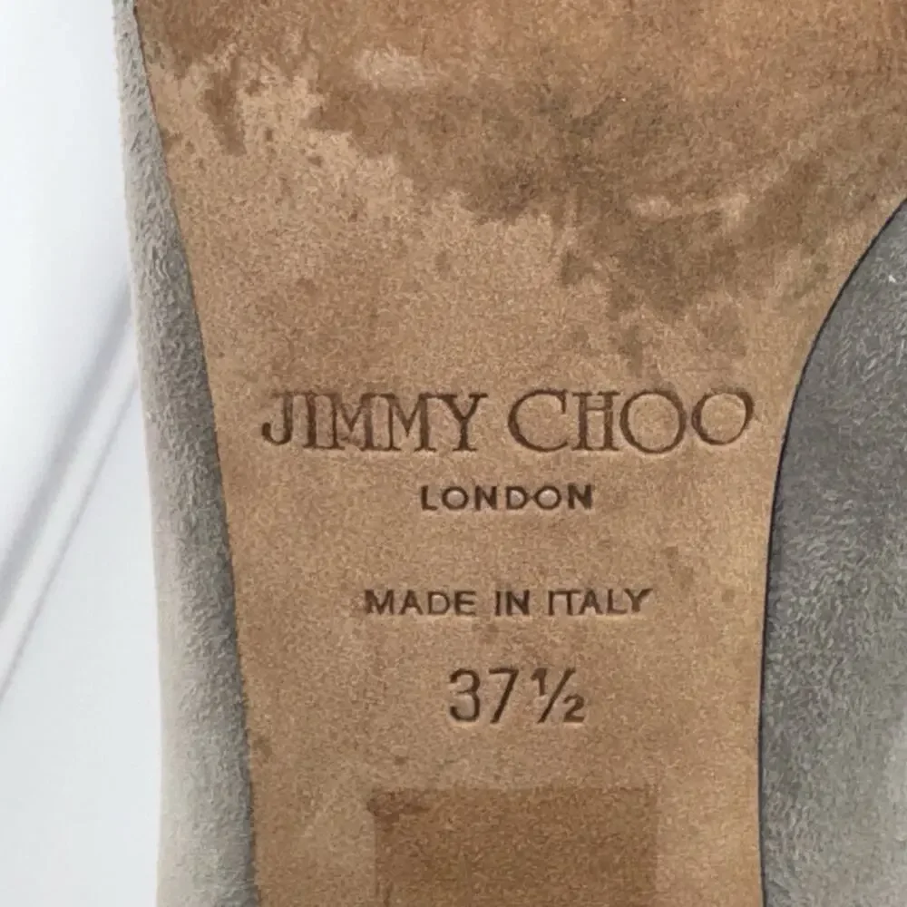 Jimmy Choo Taupe Suede Ankle Booties 37.5 (7.5US) High Heel Stiletto Zip Italy